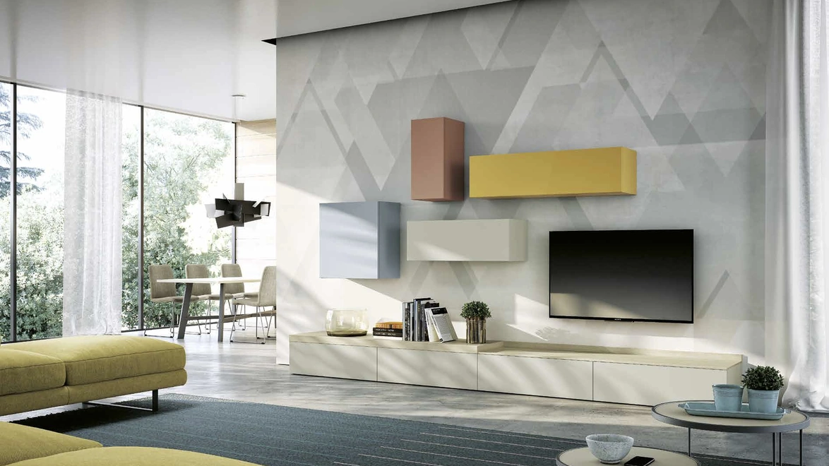 Parete Attrezzata Living 846 in laccato opaco di Spagnol Mobili
