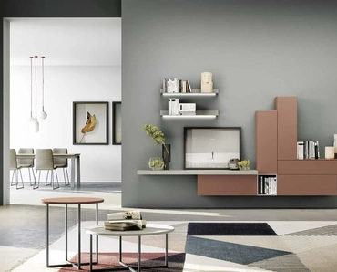 Parete Attrezzata sospesa Living 847 in laccato opaco di Spagnol Mobili