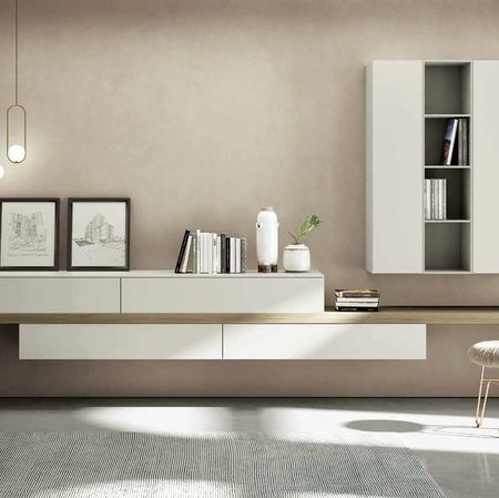 Parete Attrezzata sospesa Living 848 in laccato opaco di Spagnol Mobili