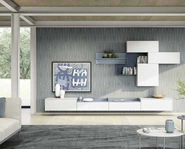 Parete Attrezzata sospesa Living 849 in laccato opaco di Spagnol Mobili