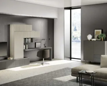 Parete Attrezzata in melaminico con scrivania Living 850 di Spagnol Mobili