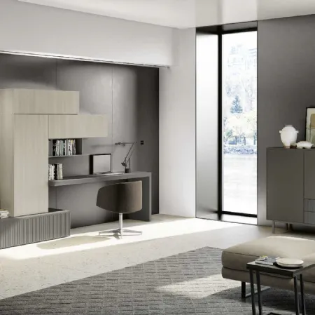 Parete Attrezzata in melaminico con scrivania Living 850 di Spagnol Mobili