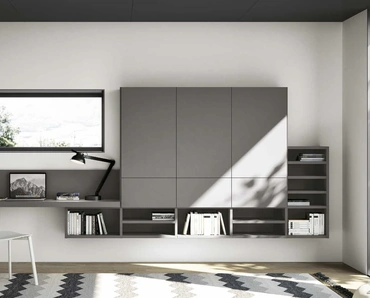 Parete Attrezzata sospesa in laccato opaco con scrivania Living 851 di Spagnol Mobili