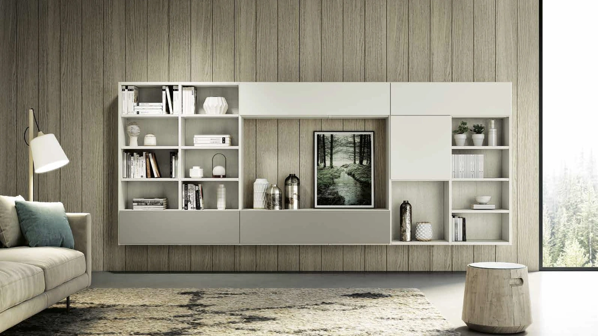 Parete Attrezzata sospesa Living 855 in laccato opaco di Spagnol Mobili