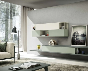 Parete Attrezzata sospesa Living 857 in laccato opaco di Spagnol Mobili