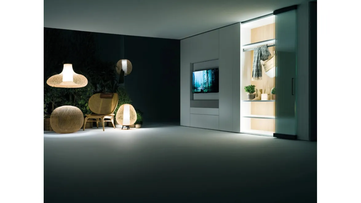 Parete Attrezzata Living con ante in vetro di Caccaro