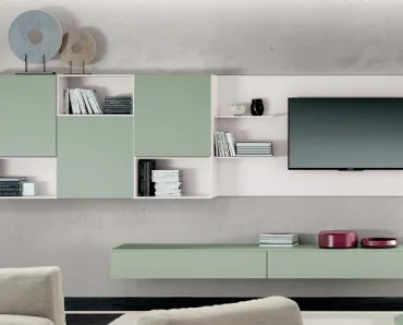 Parete Attrezzata sospesa Loft in laccato opaco di Spagnol Mobili