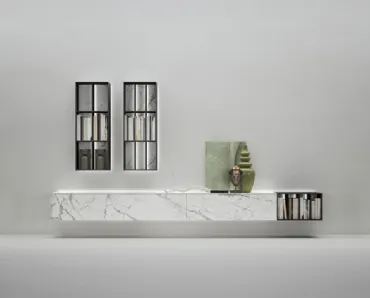 Parete Attrezzata in gres Moduli componibili con luci di Caccaro