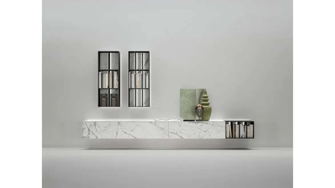 Parete Attrezzata in gres Moduli componibili con luci di Caccaro