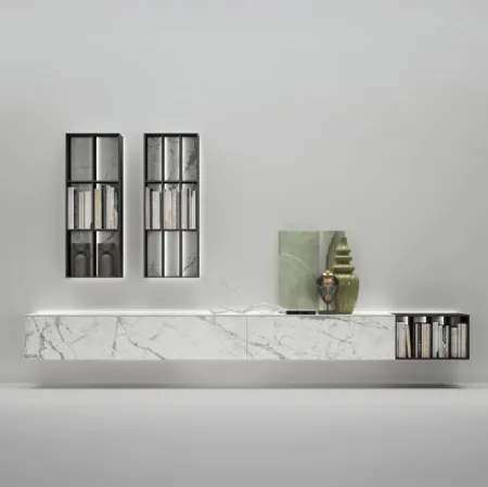 Parete Attrezzata in gres Moduli componibili con luci di Caccaro