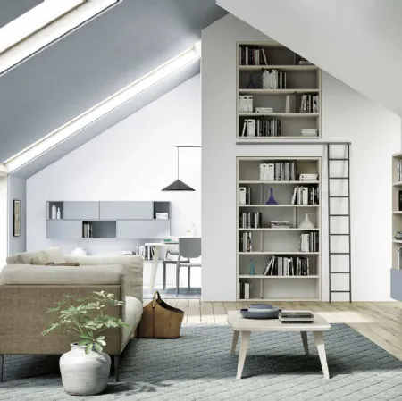 Parete Attrezzata sospesa Nordic in melaminico e laccato di Spagnol Mobili