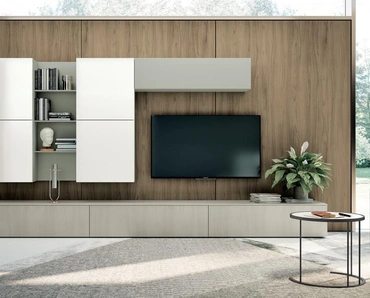 Parete Attrezzata Living 811 in laccato opaco e melaminico di Spagnol Mobili