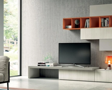 Parete Attrezzata Living 815 in laccato opaco e melaminico di Spagnol Mobili