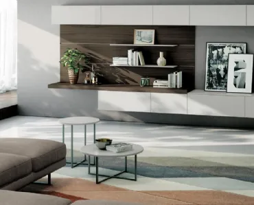 Parete Attrezzata sospesa Living 827 in laccato opaco e melaminico di Spagnol Mobili