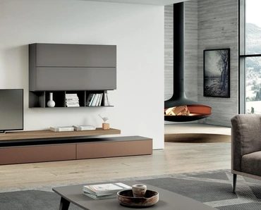Parete Attrezzata Living 860 in laccato e melaminico di Spagnol Mobili