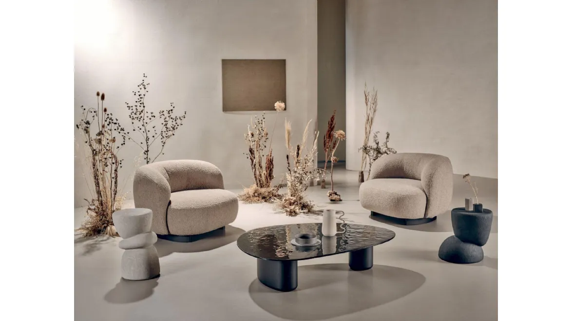 Poltroncina in tessuto Pebble Lounge di Nature Design