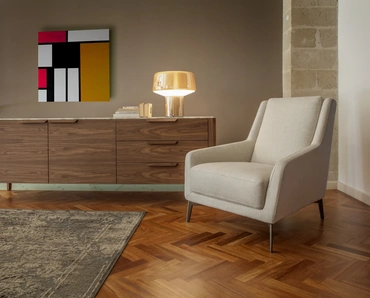 Poltroncina classica da lettura in tessuto Puella di Calia