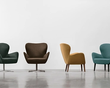 Poltroncina Vera in tessuto con basamento in metallo o gambe in legno di Valentini