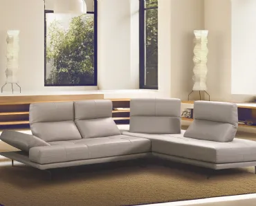 Divano angolare in pelle con profondità della seduta regolabile Boero di Calia