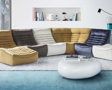 Divano in microfibra modulare angolare con penisola Fox Trot di Calia