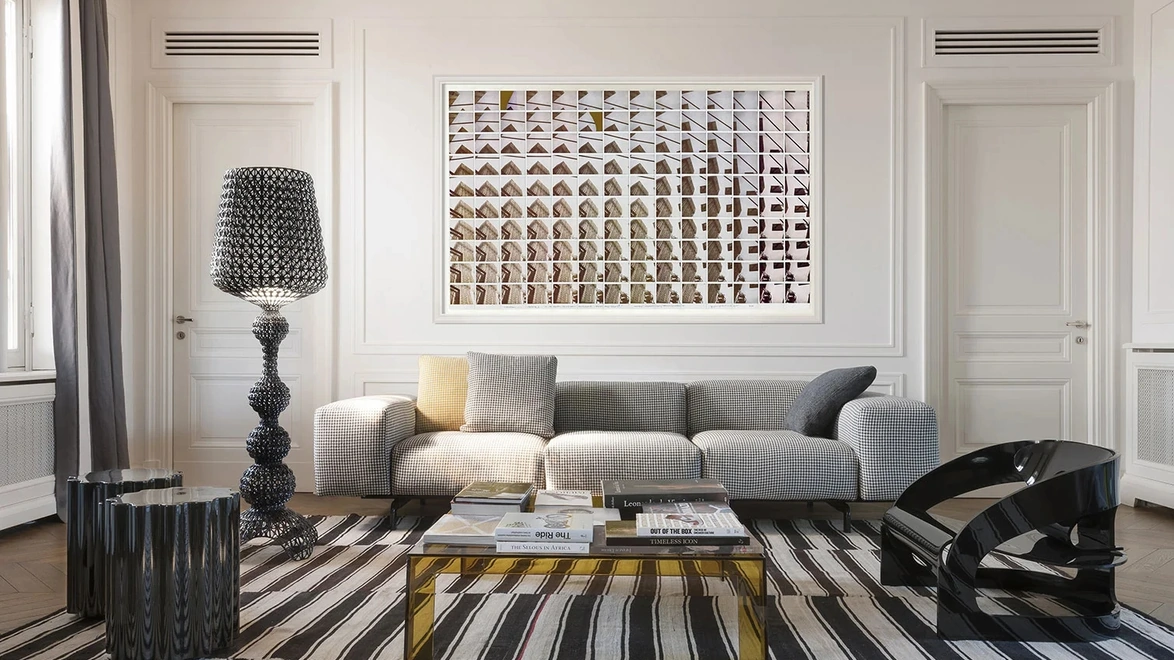 Divano lineare Largo Pied de Poule di Kartell