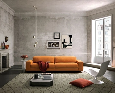 Divano lineare in tessuto dal design rigoroso William New di Valentini