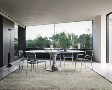 Sedia Allu in alluminio con intreccio in pergamena di Gervasoni