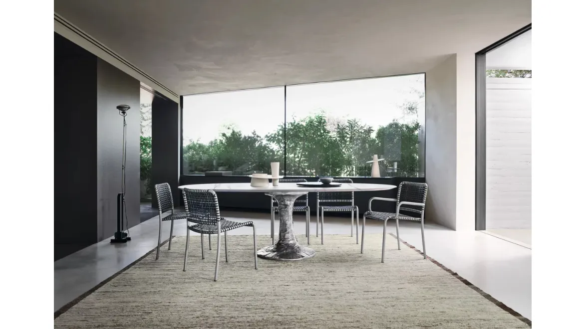 Sedia Allu in alluminio con intreccio in pergamena di Gervasoni