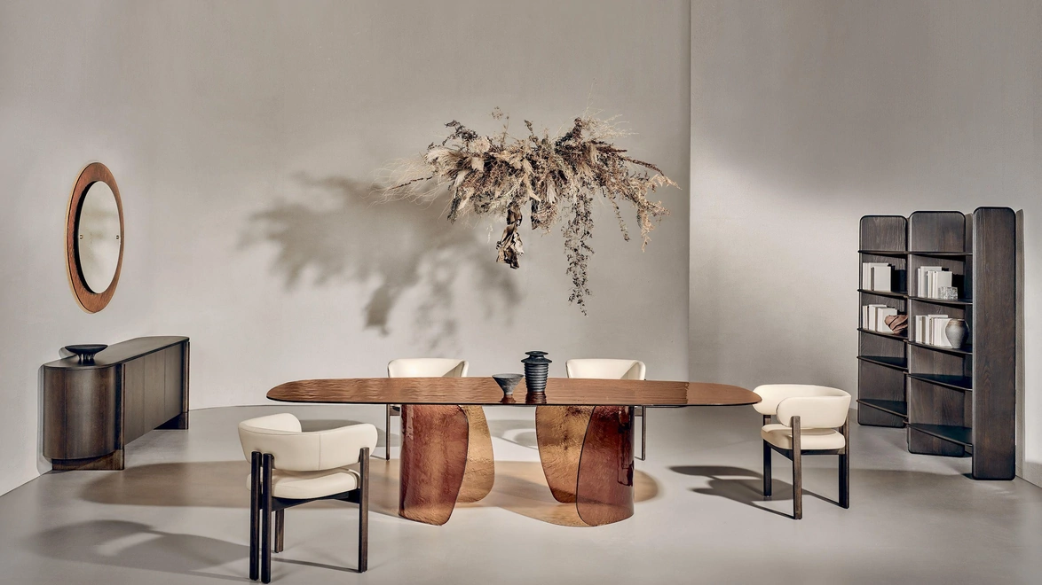 Tavolo in vetro cotto Ambra Blur di Nature Design