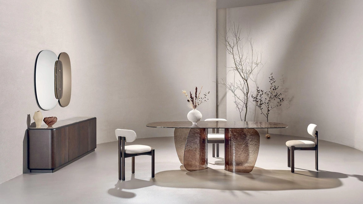 Tavolo in vetro cotto Ambra Blur di Nature Design