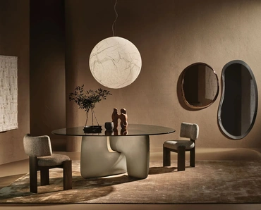 Tavolo Clay in vetro con base in ceramica di Nature Design