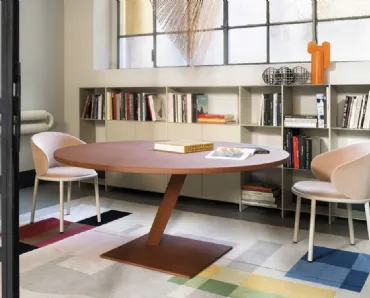 Tavolo rotondo Element finitura materico cemento rosso mattone di Desalto