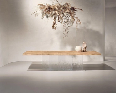 Tavolo Fontana in legno secolare e vetro di Nature Design