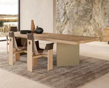 Tavolo in legno secolare e base in metallo Harvest Metal di Nature Design