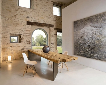 Tavolo ILL Metal in legno secolare di Nature Design