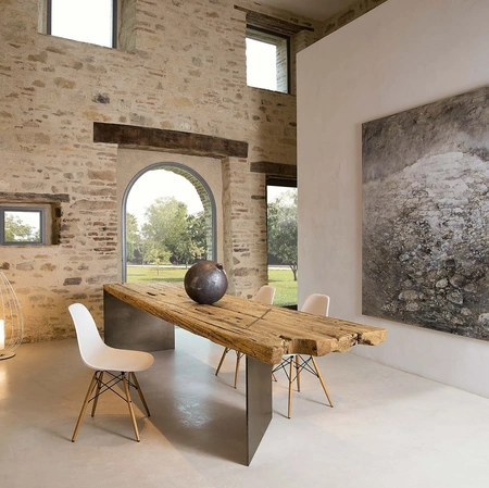 Tavolo ILL Metal in legno secolare di Nature Design