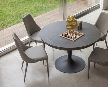 Tavolo rotondo allungabile con top in ceramica Sun di Altacom
