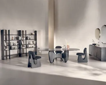 Tavolo Tribe in vetro cotto fumé e frassino di Nature Design