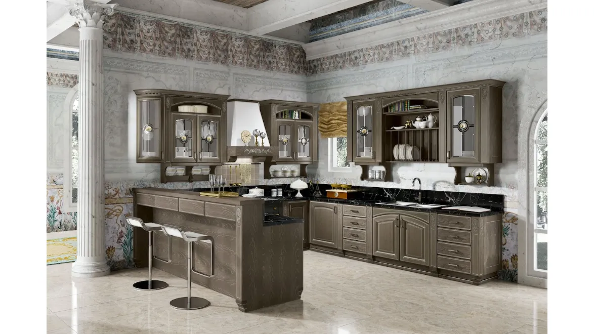 Cucina Classica Gold Elite con penisola di Home Cucine