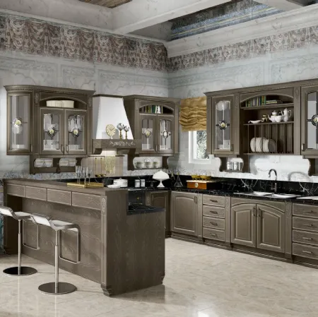 Cucina Classica Gold Elite con penisola di Home Cucine