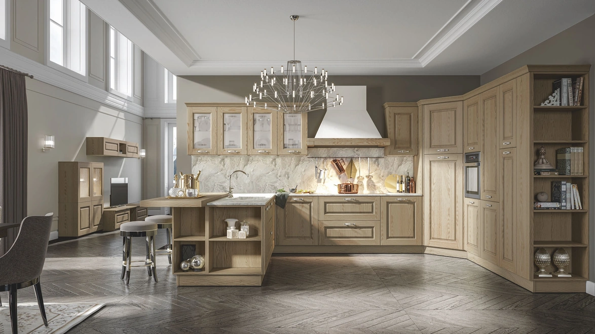 Cucina Classica in frassino Olimpia con penisola di Home Cucine