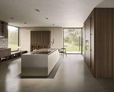 Cucina Design con isola C01 in legno e laccato di Copat Life