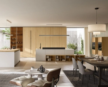 Cucina Design con isola C12 in laccato e legno di Copat Life