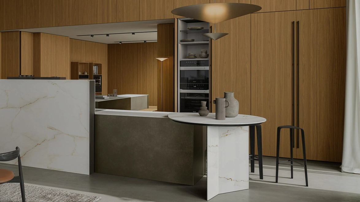 Cucina Design Life Projects 10 in laccato e laminam di Copat Life