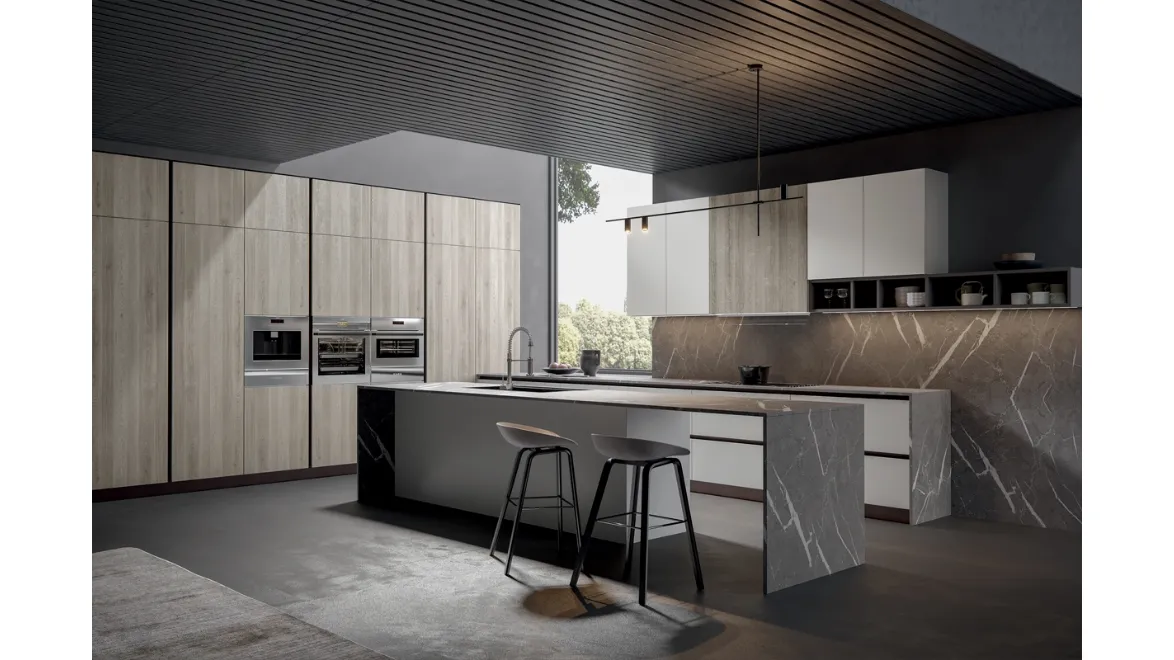 Cucina Moderna Aura con isola di Home Cucine
