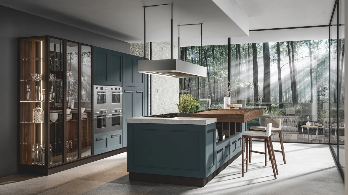 Cucina Moderna Boston con isola in laccato opaco di Home Cucine