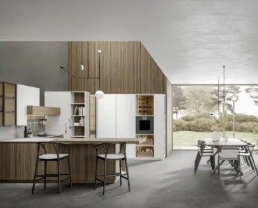 Cucina Moderna con penisola E02 Eclettica Continuum 15 di Scandola