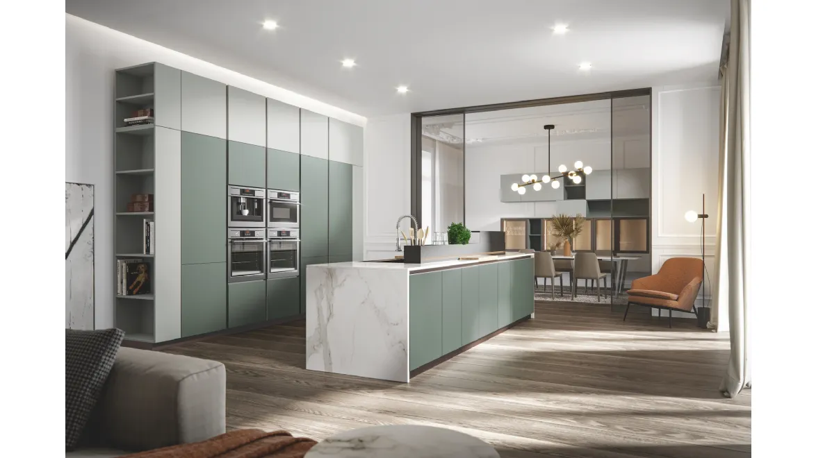 Cucina Moderna con isola Era con isola in PVC laccato opaco di Home Cucine