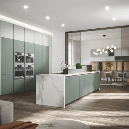 Cucina Moderna con isola Era con isola in PVC laccato opaco di Home Cucine