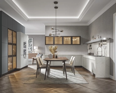 Cucina Moderna Era angolare in PVC laccato lucido e opaco di Home Cucine
